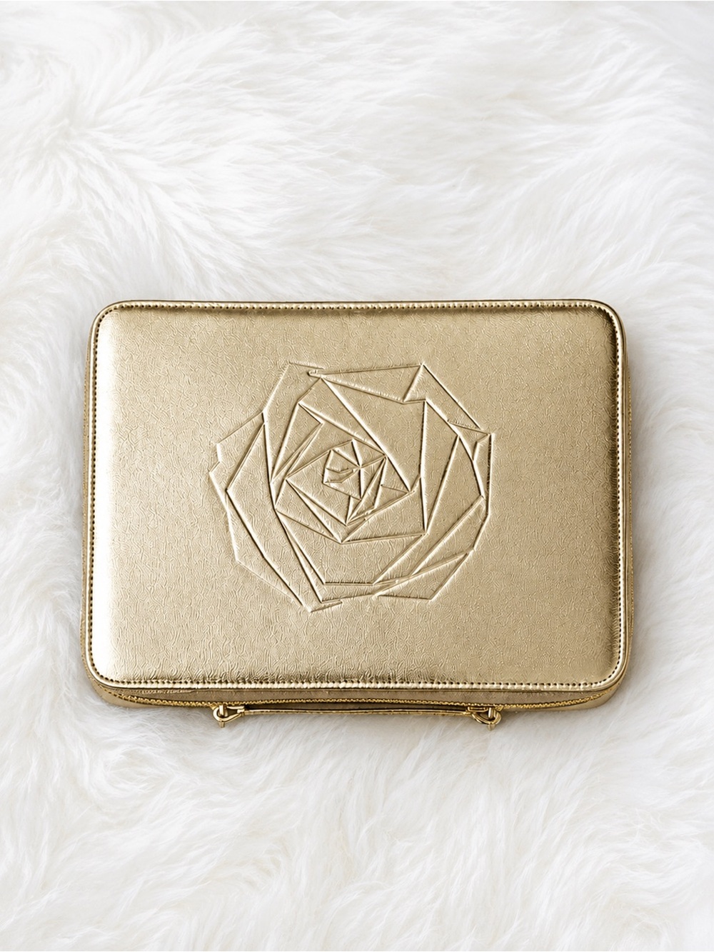 Lancôme Gold Metallic Rose Embossed Beauty/Cosmetics Train Case